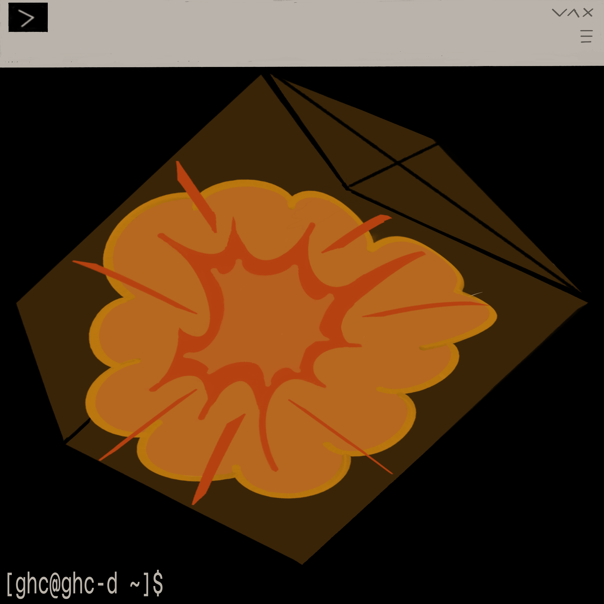 a digital illustration of a terminal. In the center of the terminal is an explosion but tthe blast is confined within a box